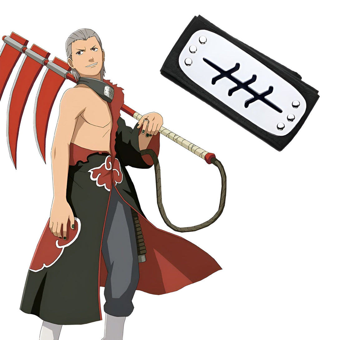 Illustration de Pain, un personnage de l'anime Naruto, tenant une arme à fouet et portant un bandeau frontal de l'Akatsuki.