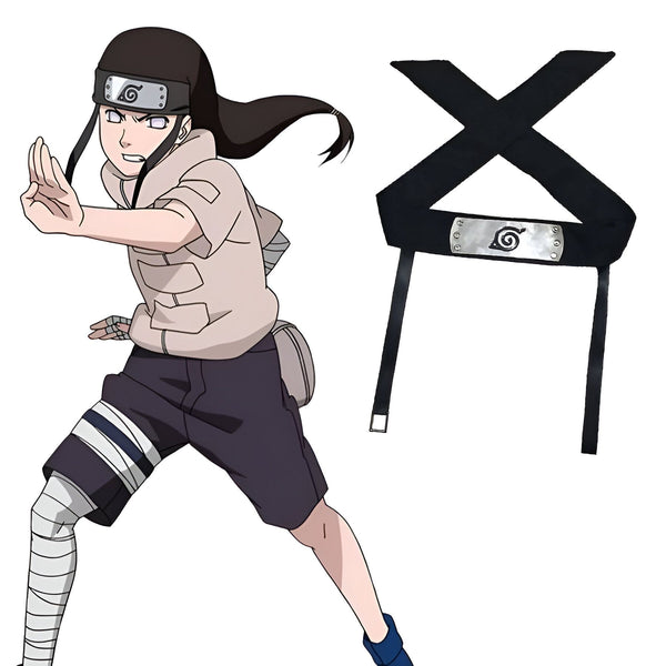 Bandeau frontal noir de Konoha avec le symbole de la feuille de l'anime Naruto. Parfait pour les fans de l'univers de Naruto.