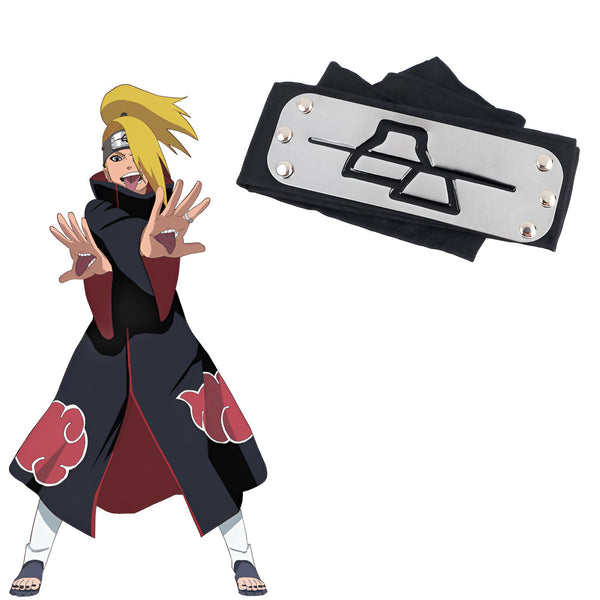 Bandeau de front noir avec le symbole de l'Akatsuki, le groupe de ninjas antagonistes de l'anime Naruto, avec Pain, le chef de l'organisation, dans une pose de combat.