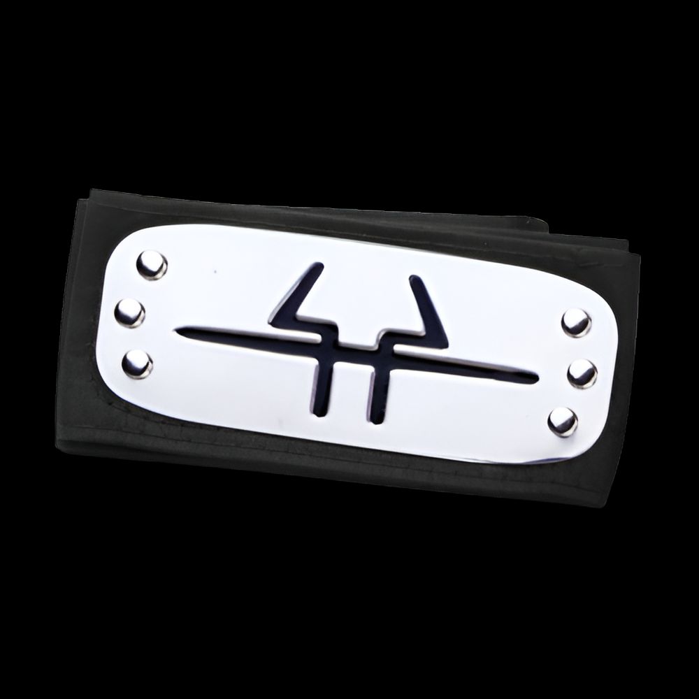 Bandeau noir avec le symbole du village caché de Konoha en argent.