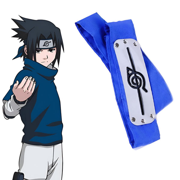 Bandeau bleu de Naruto Uzumaki avec le symbole du clan Uzumaki. Le bandeau est porté par le personnage de manga et anime Naruto Uzumaki. Il est idéal pour les fans de Naruto et les cosplayers.
