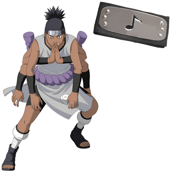 Kakuzu, un personnage de l'anime Naruto, avec quatre bras, portant un bandeau frontal avec le symbole de la musique.  Kakuzu est un personnage populaire de la série Naruto.