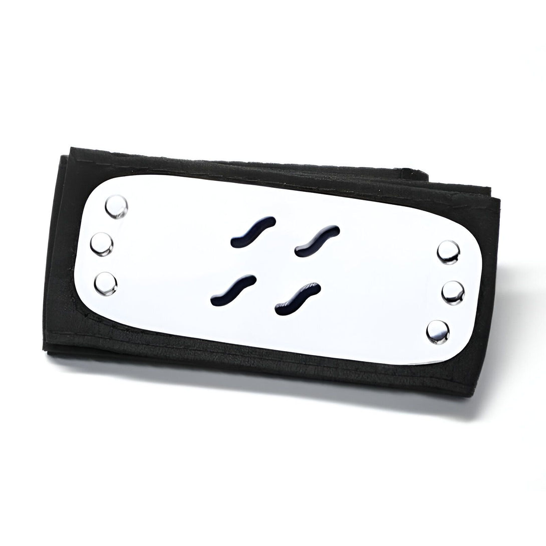 Bandeau noir avec le symbole du clan Uzumaki en argent, un accessoire pour les fans de Naruto.