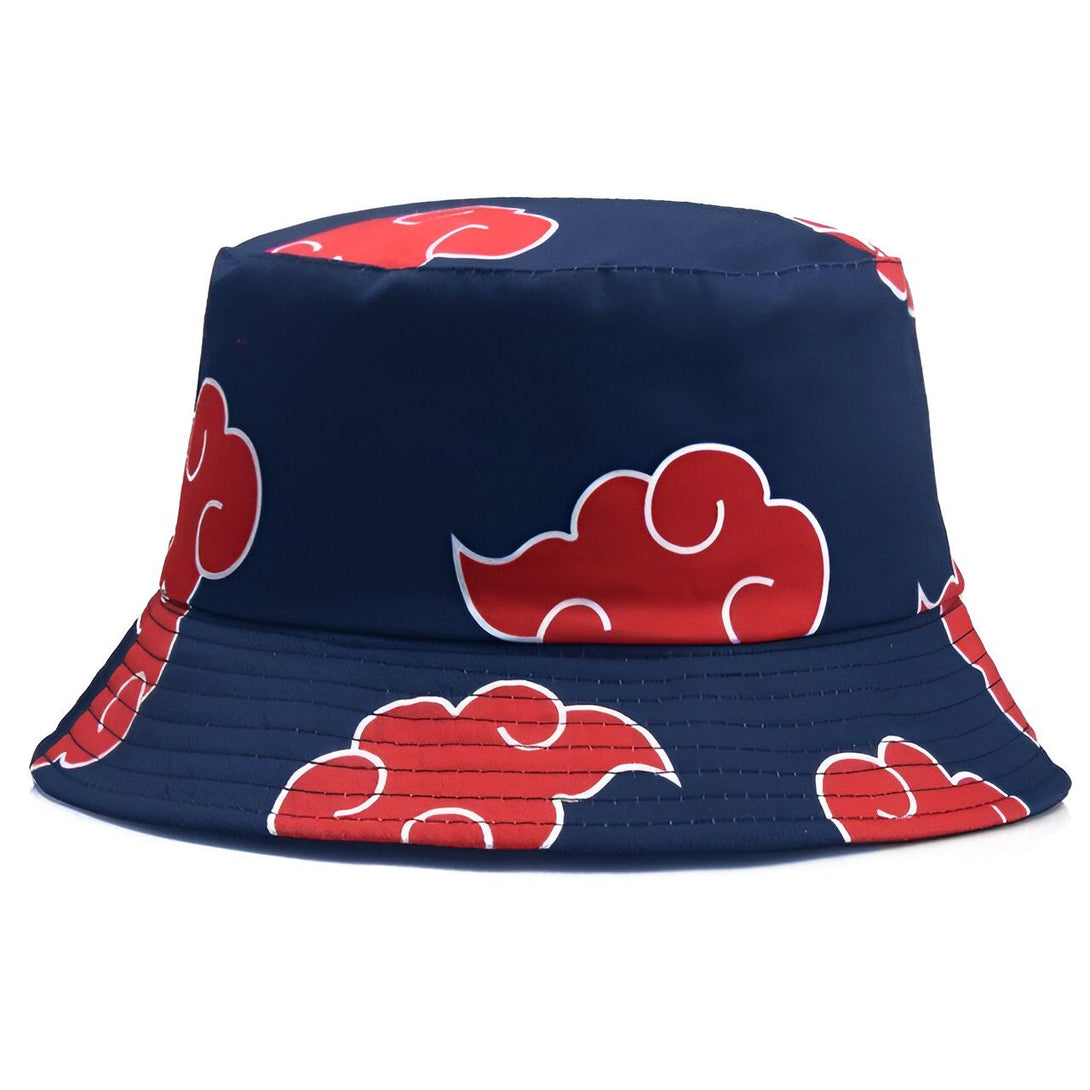Bob bleu marine avec un motif de nuages rouges, inspiré de l'univers de Naruto.