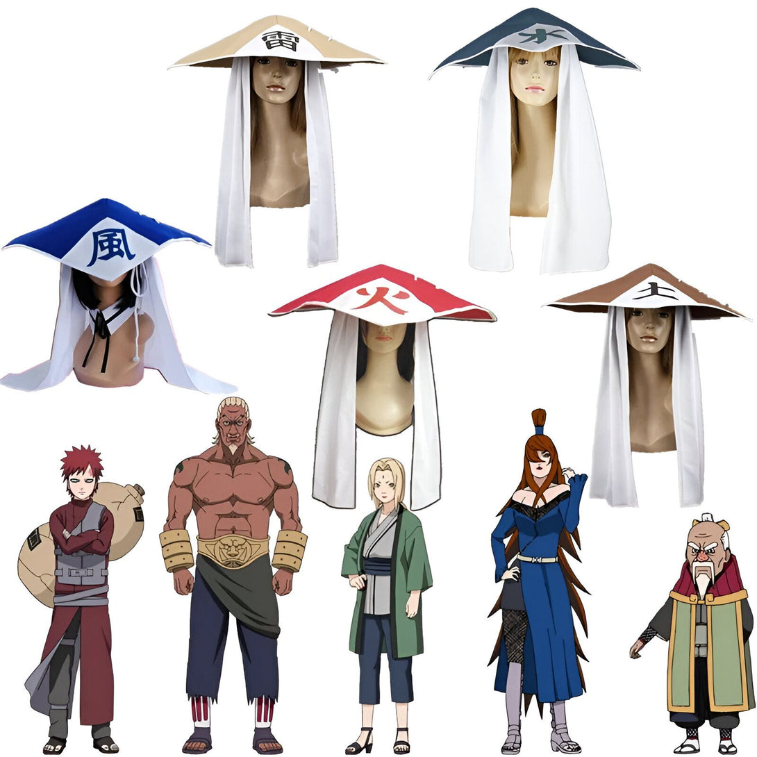 Casquettes de village de Naruto avec des personnages de l'anime. Des chapeaux emblématiques des différents villages de Naruto, comme Konoha, Kumogakure, Iwagakure, etc. Parfait pour les cosplay et les collectionneurs.