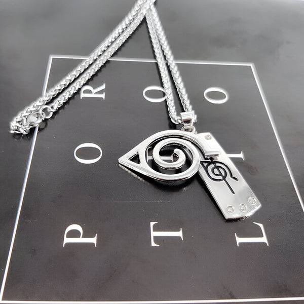 Collier en argent avec pendentif représentant le symbole de l'organisation de Konoha, le "Hokage" avec le symbole "Uzumaki".  Ce collier est parfait pour les fans de Naruto.