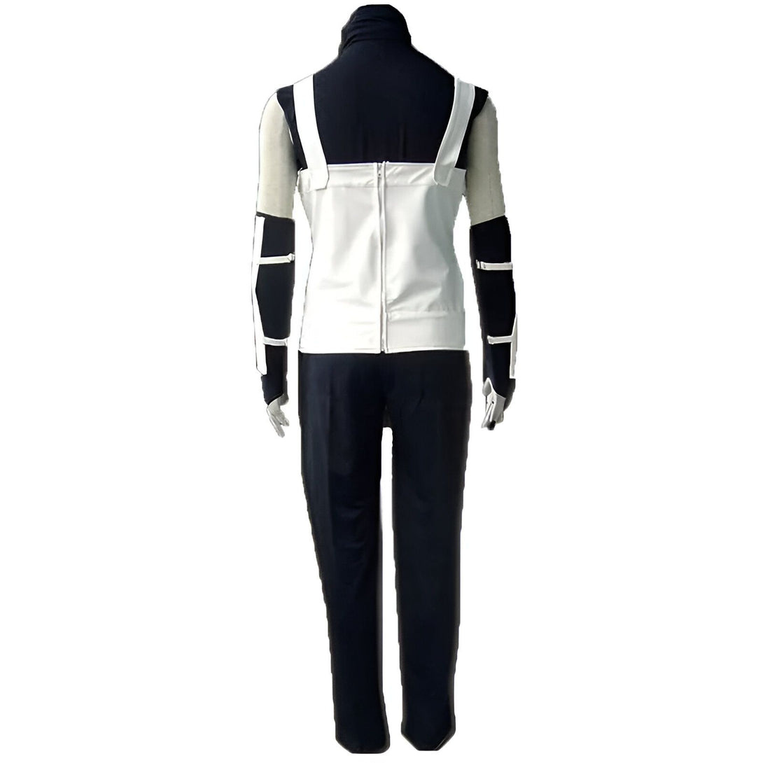 Costume de cosplay Naruto Shippuden pour homme, avec un haut blanc et des pantalons noirs.