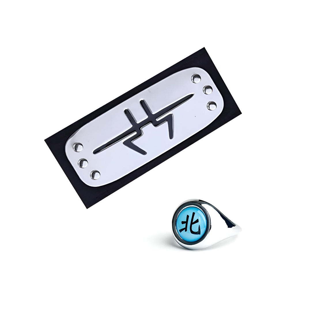 Bandeau et bague Naruto avec le symbole du clan Hyuga.