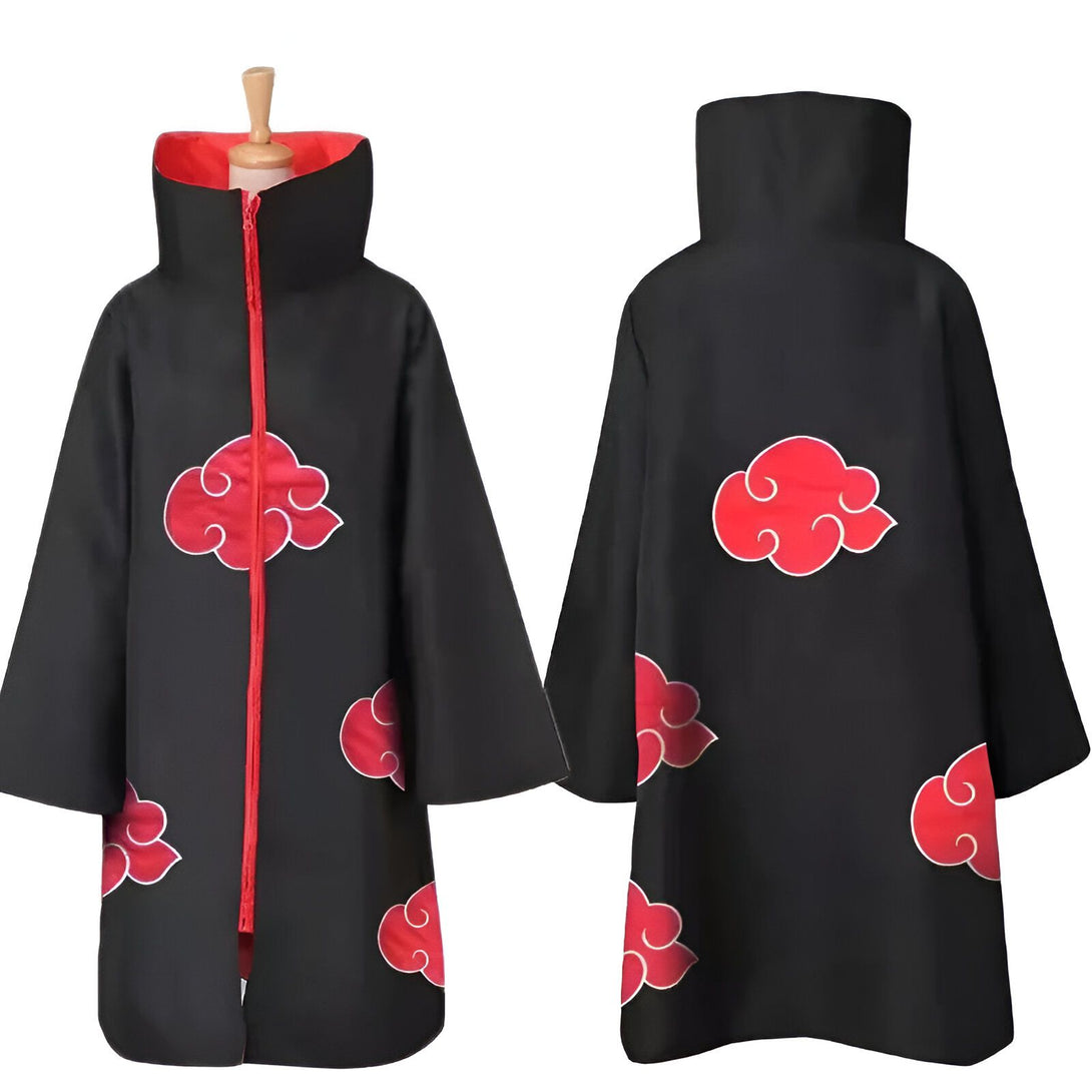 Capuche noire avec des nuages rouges, inspiré du personnage de Naruto, Akatsuki, idéal pour un cosplay ou un fan.