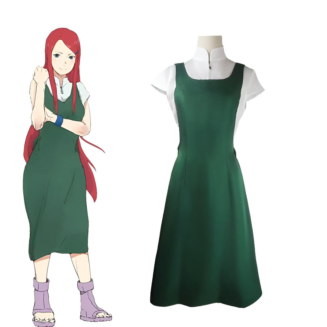 Robe verte et blanche de style Naruto pour femmes, parfaite pour les fans de l'anime.