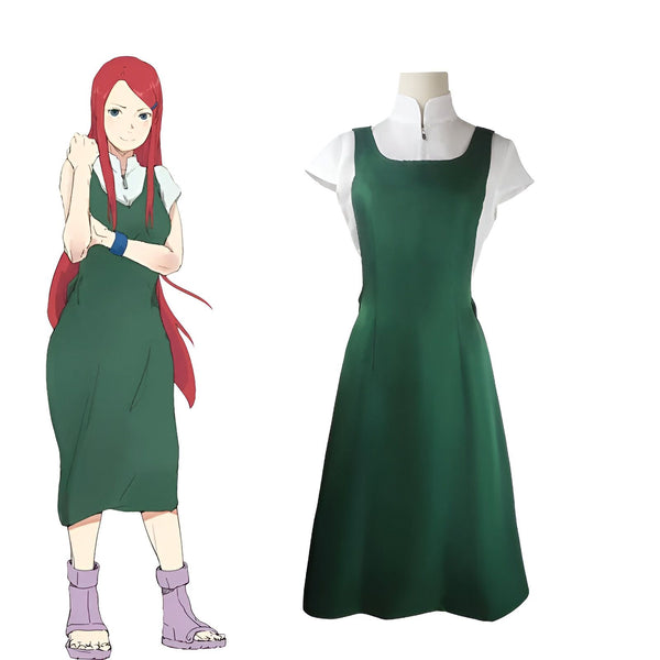 Robe verte et blanche de style Naruto pour femmes, parfaite pour les fans de l'anime.
