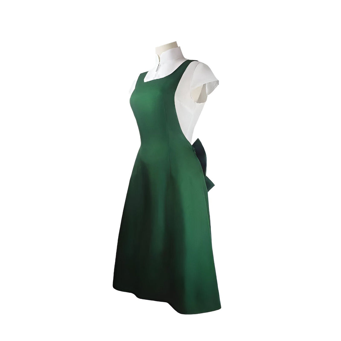 Robe verte à bretelles avec un nœud dans le dos, parfaite pour les fans de Naruto.