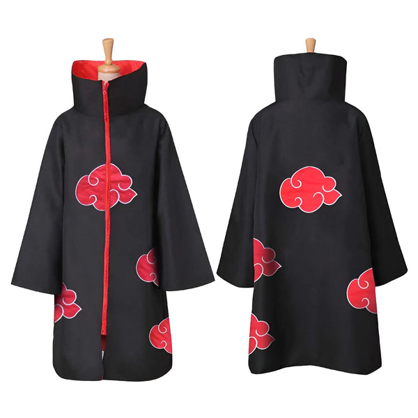 Capuche noire avec des nuages rouges en forme de symbole Akatsuki, inspiré de la série manga et anime Naruto.