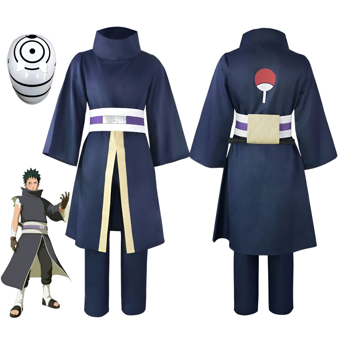 Costume de cosplay de Pain de Naruto, comprenant un haut, un pantalon, une ceinture et un masque Rinnegan.