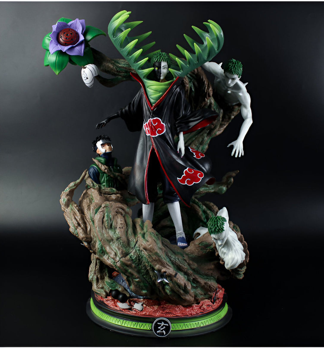 Statue de Naruto représentant le personnage de Zetsu, avec ses différentes formes et la présence d'autres personnages comme Kakashi et Obito. Un produit parfait pour les fans de la série Naruto.