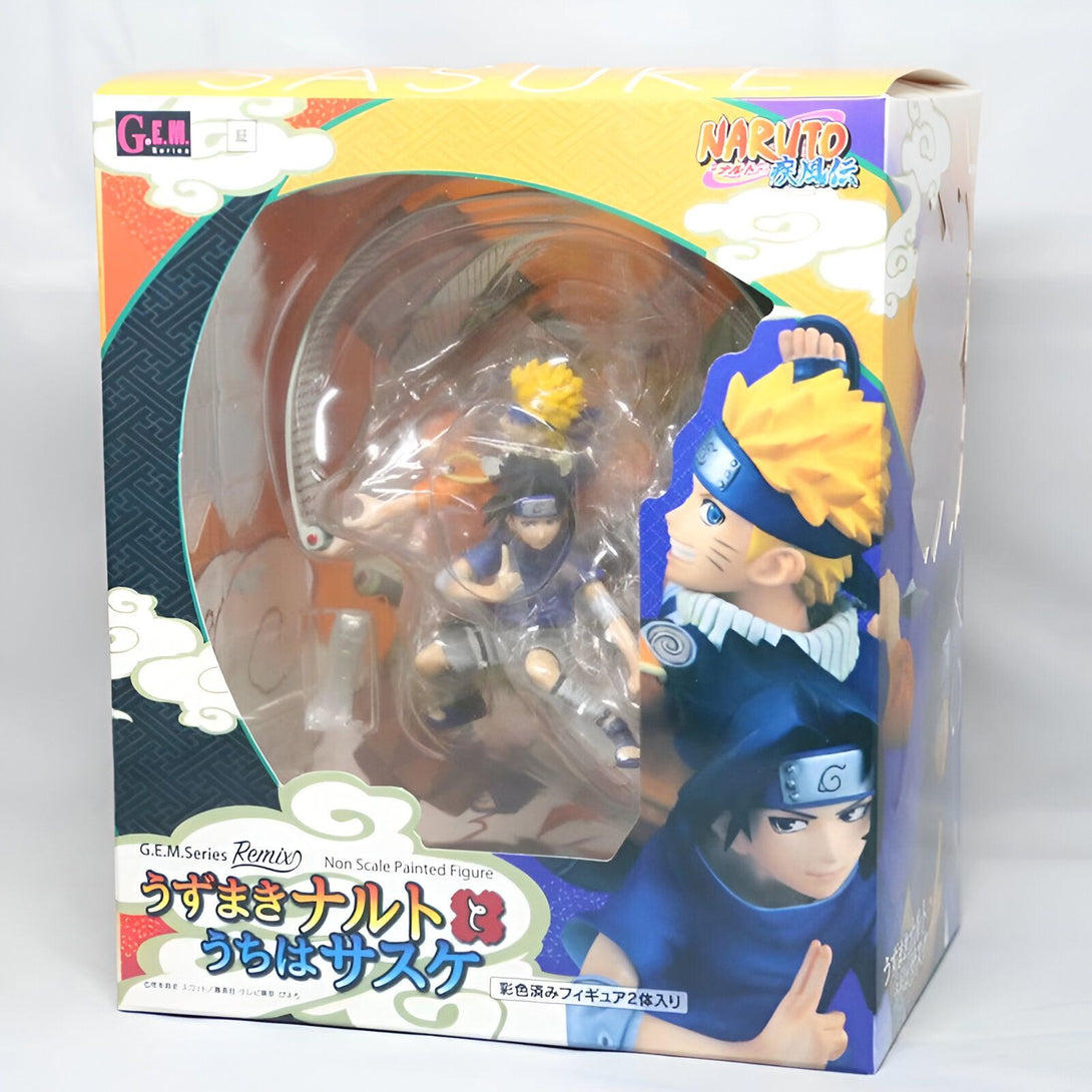 Boîte de figurine Naruto G.E.M. Series Remix  avec Naruto, Sasuke et Kakashi.