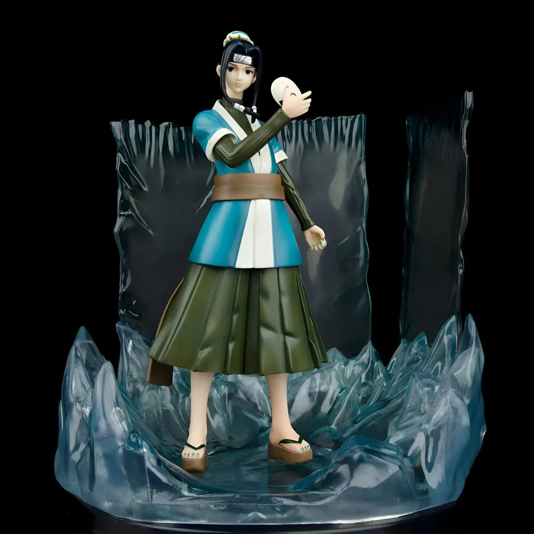 Figur de Zabuza Momochi de Naruto Shippuden avec son masque et une base transparente qui représente de la glace.  Figurine de collection en PVC.