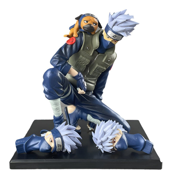 Statue de Kakashi Hatake de Naruto avec son chien Pakkun et des têtes de rechange. Figurine de collection de qualité supérieure.