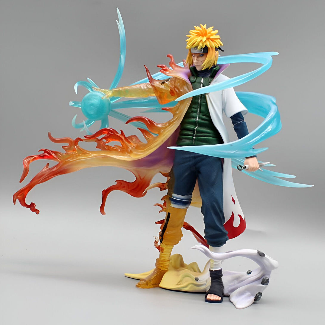 Figur de Naruto Uzumaki en mode Sage des Six Chemins, portant une cape orange et bleue avec des flammes. Il utilise les Rasengan et le chakra de Kurama.