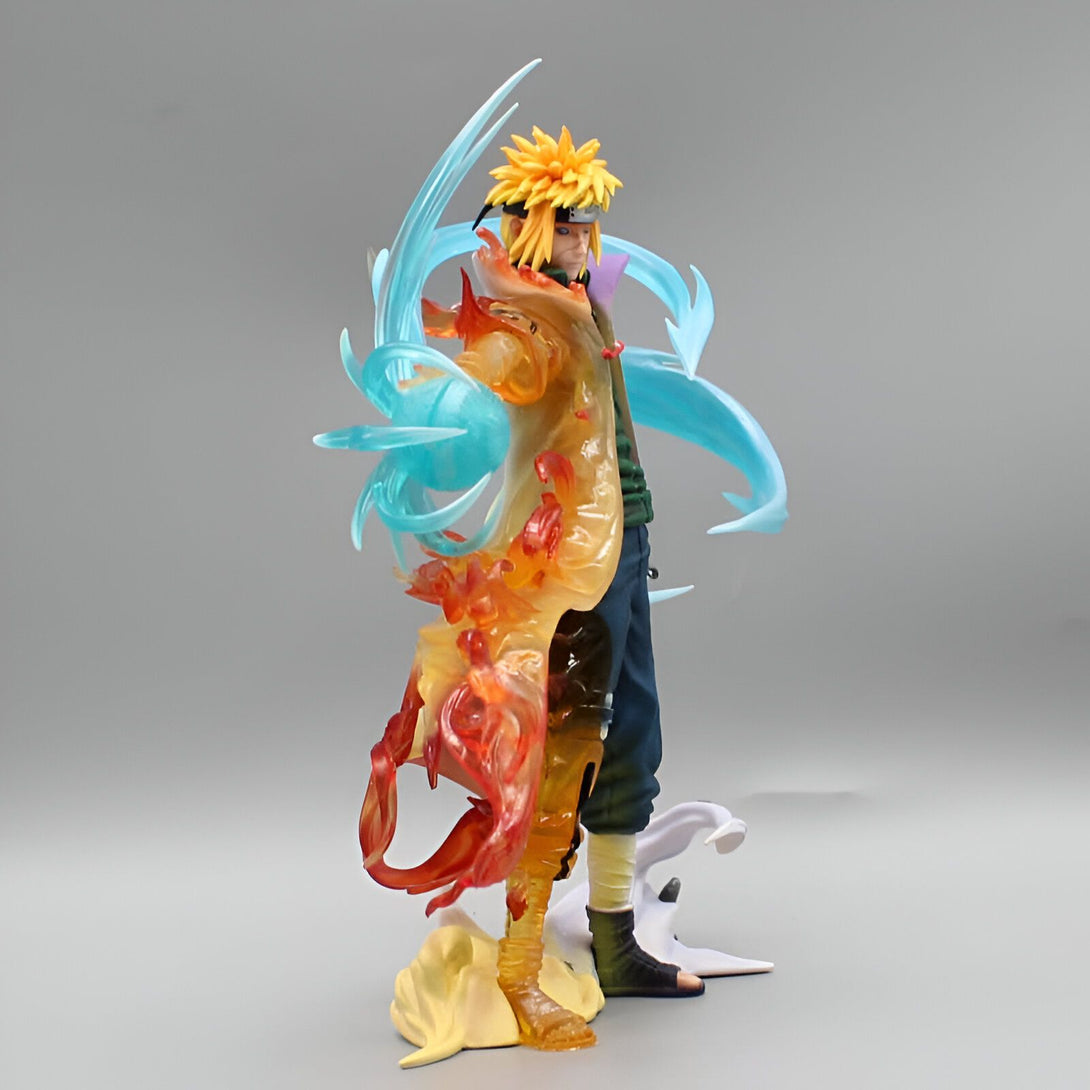 Figurines Naruto Shippuden - Figure de Minato Namikaze avec son jutsu Rasengan, debout sur une base avec des effets spéciaux.