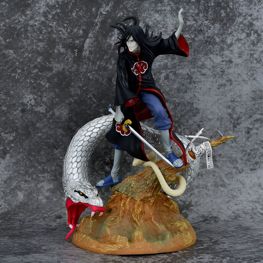 Figur de collection de Naruto représentant Orochimaru en train de se battre contre un serpent blanc. Cette figurine est un excellent cadeau pour les fans de l'anime Naruto.