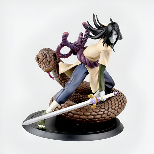 Figure de Orochimaru de Naruto, debout sur un serpent, tenant une épée. Figurine de collection de haute qualité.