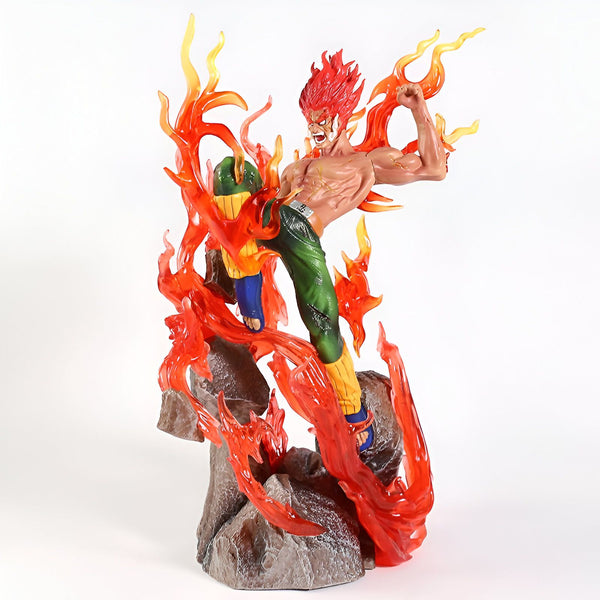 Figur de Naruto en mode "Eight Gates", une pose puissante et dynamique avec des flammes rouges et oranges, parfaite pour les fans de l'anime.