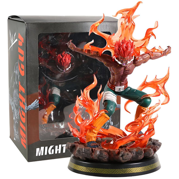 Figurine de Might Guy en mode Huit Portes Intérieures, enflammé de puissance et prêt au combat. Un objet de collection pour les fans de Naruto.