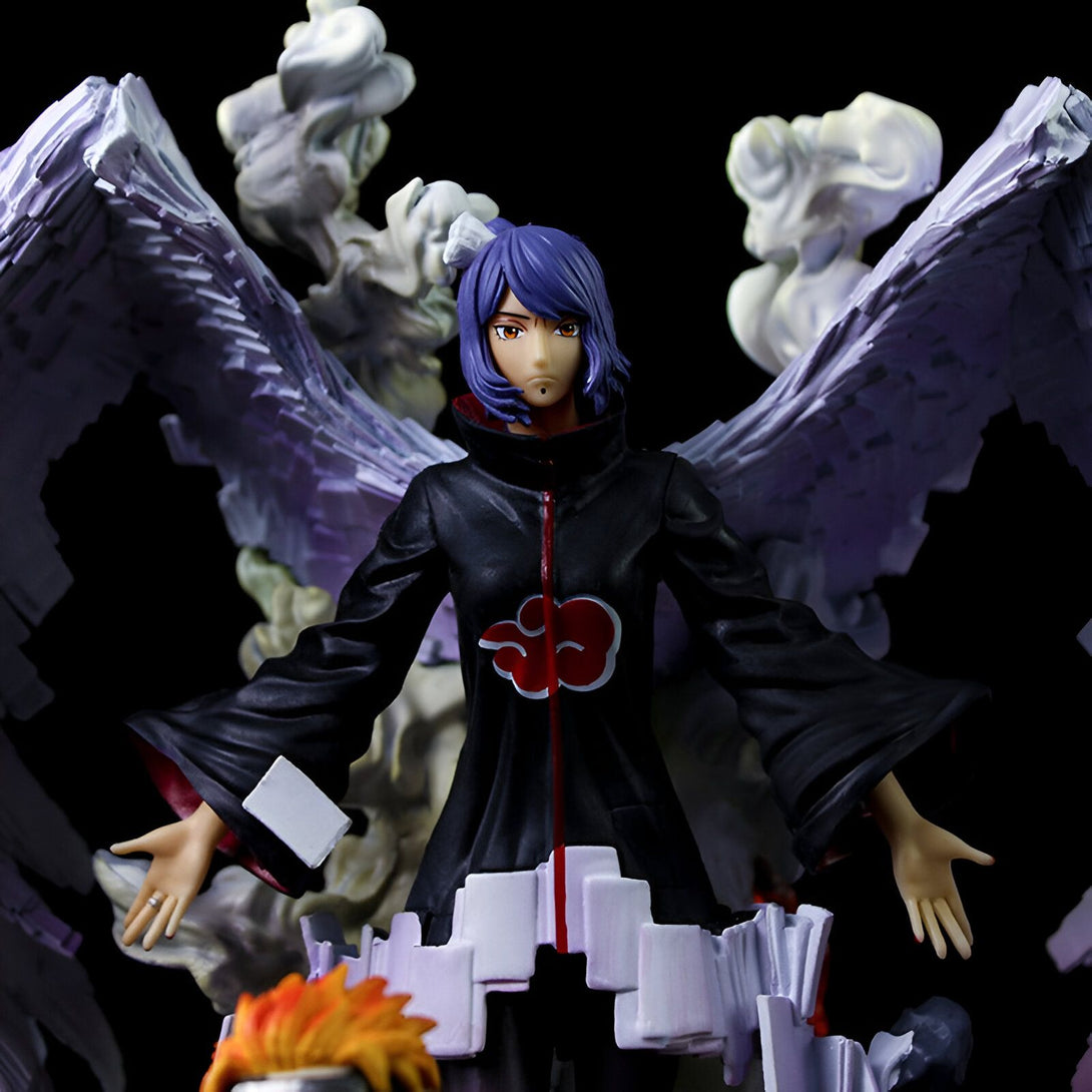 Figurines de collection Naruto de haute qualité, représentant le personnage de Konan avec ses ailes d'anges, un design détaillé et une peinture réaliste.