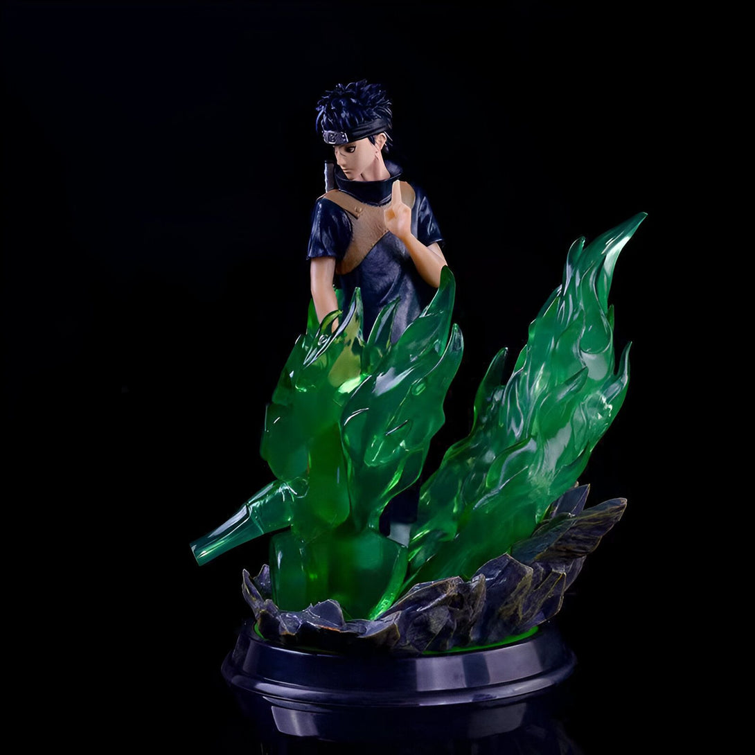 Figurines Naruto de collection, représentant le personnage de Naruto dans une pose dynamique, entouré de flammes vertes. Une pièce unique pour les fans de l'anime.