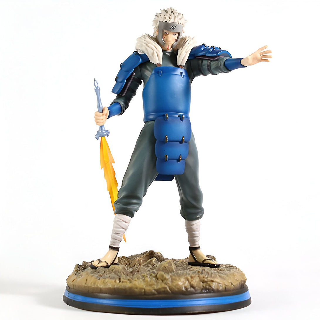 Figur de collection de Kakashi Hatake en tenue de Hokage, avec un épée et un effet d'éclair.