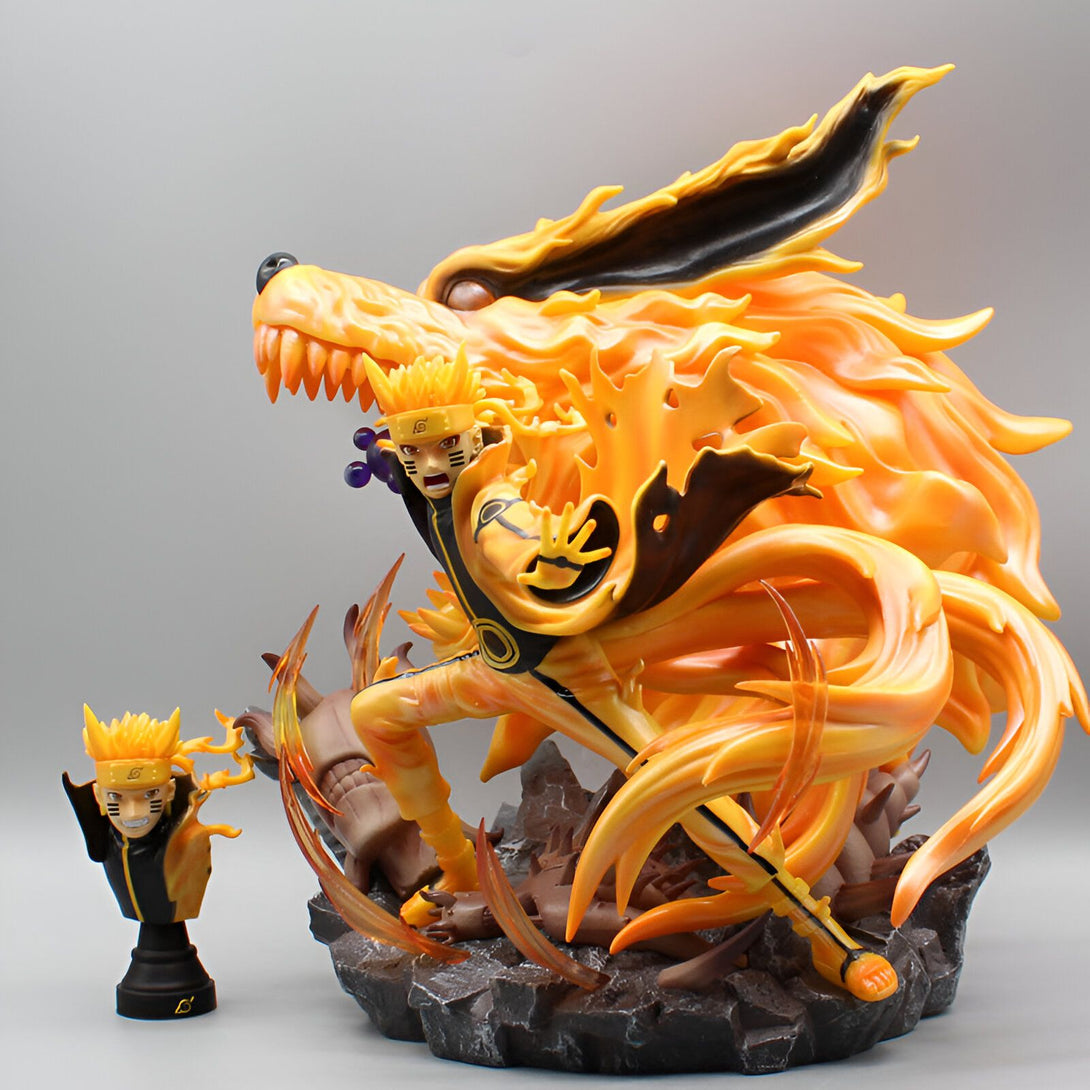 Naruto Uzumaki en mode Kyûbi, une figurine en PVC de collection représentant le personnage de Naruto avec le chakra du démon renard à neuf queues, Kyûbi. Un must-have pour les fans de Naruto.