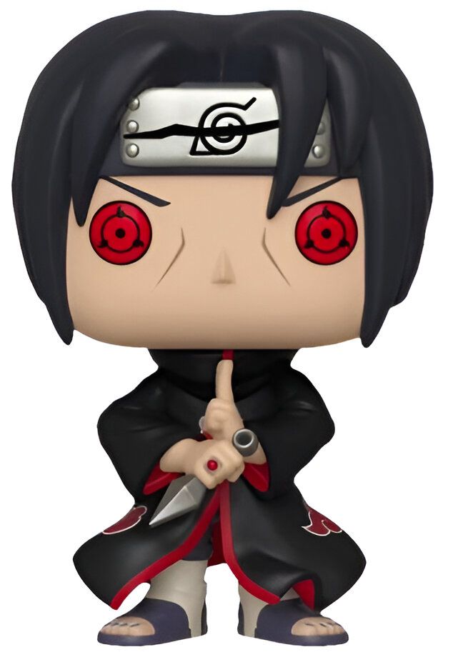 Figurine Funko Pop de Pain, un personnage de l'anime Naruto, tenant un kunai dans sa main droite. Il porte son célèbre bandeau frontal et son manteau rouge et noir.