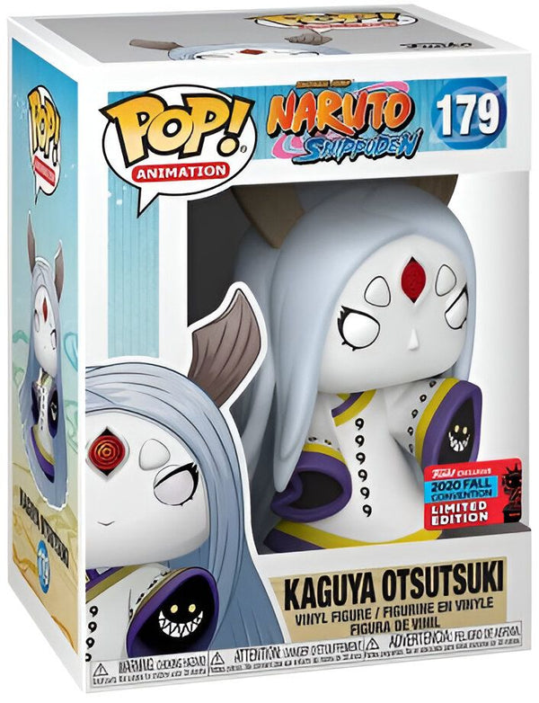Figurine Funko Pop de Kaguya Otsutsuki de l'anime Naruto Shippuden, édition limitée 2020 Fall Convention. Kaguya est représentée dans sa tenue traditionnelle avec ses longs cheveux blancs et ses yeux rouges. Cette figurine en vinyle est un excellent ajout à toute collection de fans de Naruto.