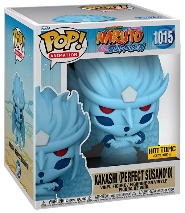 Figure Funko Pop de Kakashi avec le Susanoo parfait de l'anime Naruto Shippuden. La figurine est bleue et blanche et représente Kakashi avec son jutsu. Il s'agit d'une exclusivité Hot Topic.