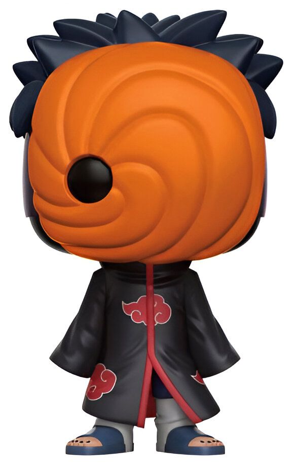 Figurines de collection de Pain, le personnage de l'anime Naruto, avec son masque emblématique en forme de spirale. Pain porte sa tenue noire et rouge signature et ses sandales.
