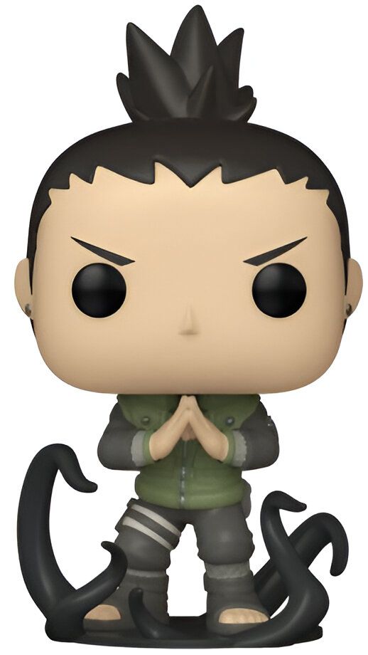 Figurine Funko Pop de Shikamaru Nara de l'anime Naruto, dans une pose de combat, avec ses tentacules d'ombre.
