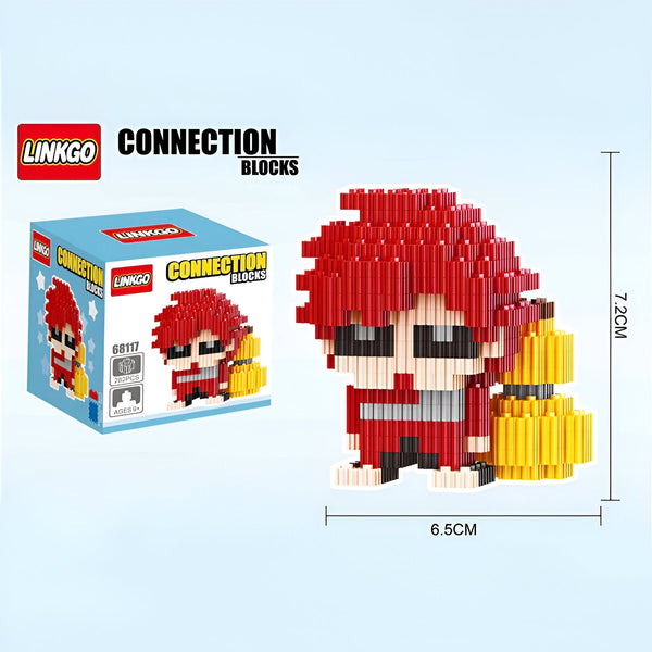 Figurines de construction de Gaara de Naruto avec 262 pièces, mesurant 6,5 cm de large et 7,2 cm de haut.