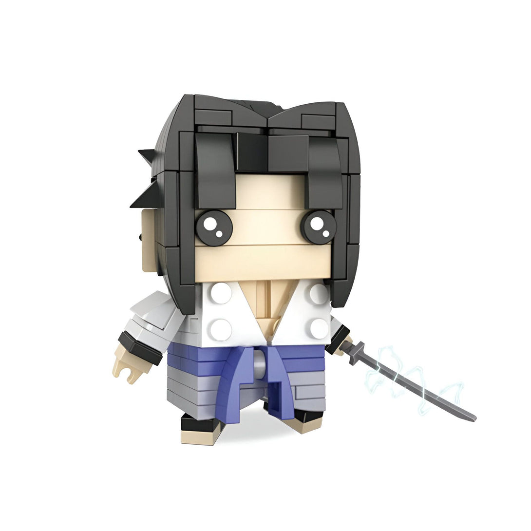 Figurines de construction en blocs de Naruto, représentant Kakashi Hatake avec son Sharingan, portant son costume blanc et tenant son épée.