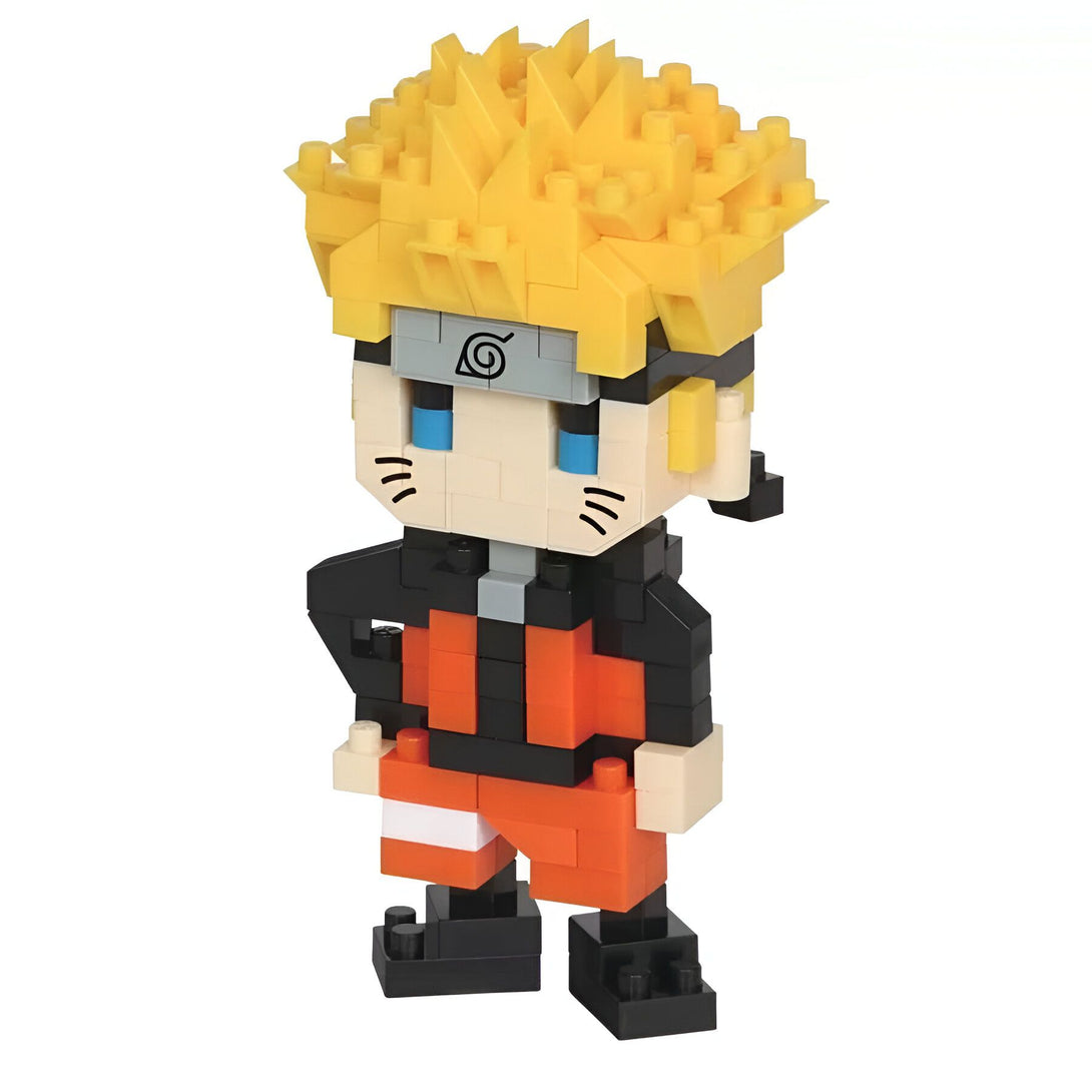 Figurines Naruto en blocs de construction, avec un design adorable et coloré, parfait pour les fans de l'anime.
