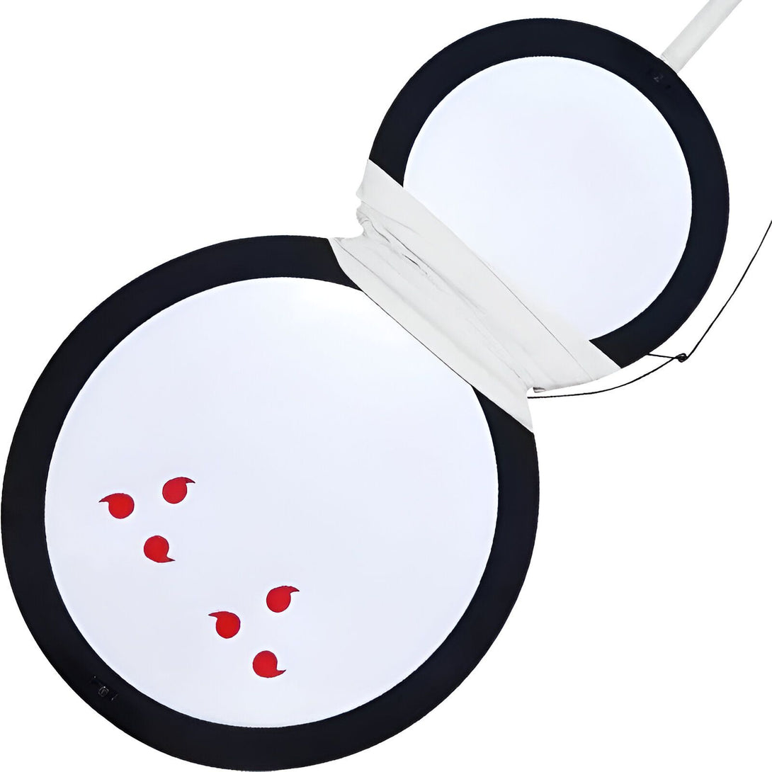 Miroir de poche rond avec un bord noir et un fond blanc avec l'emblème de l'Akatsuki en rouge.