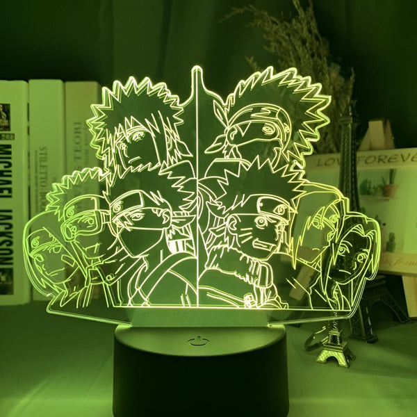 Lampe 3D de Naruto représentant les personnages principaux de l'anime. Un cadeau idéal pour les fans de l'univers Naruto.