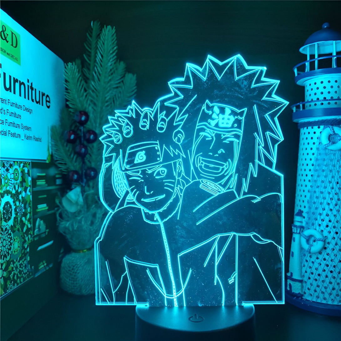 Lampe à LED représentant Naruto et Kakashi de l'anime Naruto, une lampe de chevet pour les fans de la série.