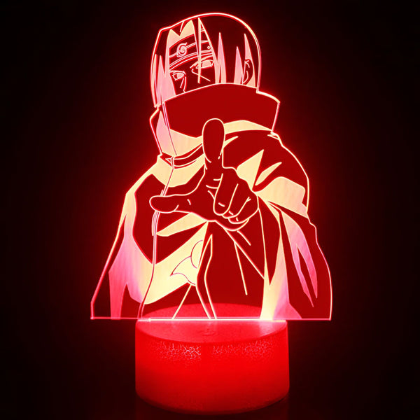 Lampe à LED 3D de Naruto, représentant le personnage de Kakashi Hatake avec son Sharingan, pointant du doigt. Cette lampe est idéale pour les fans de Naruto et ajoutera une touche de style à votre chambre.
