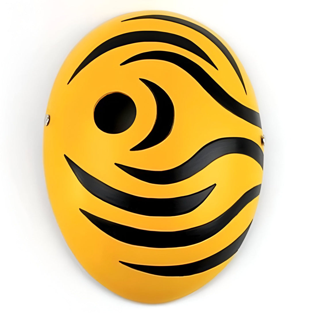 Masque de Pain, un personnage de l'anime Naruto, avec un motif jaune et noir. Ce masque est un accessoire parfait pour les fans de Naruto.
