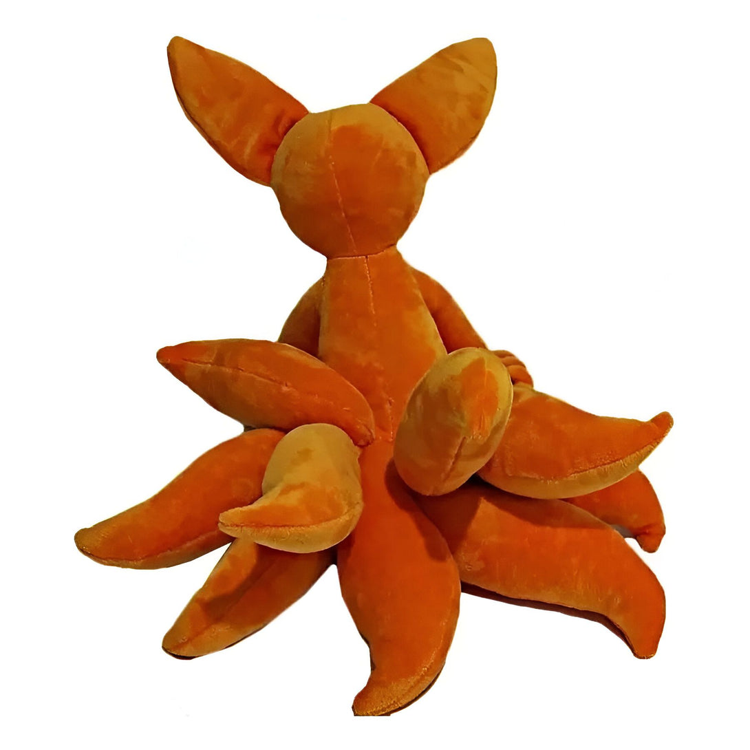 Peluche de neuf queues de renard en peluche orange, parfait pour les fans de Naruto.