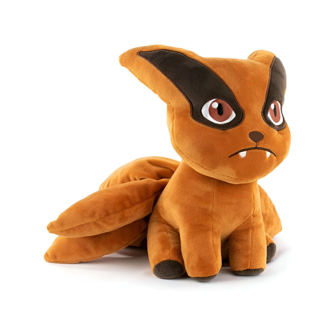 Peluche Kurama, le démon-renard à neuf queues de Naruto, avec sa fourrure orange et ses yeux rouges. Un cadeau parfait pour les fans de l'anime !