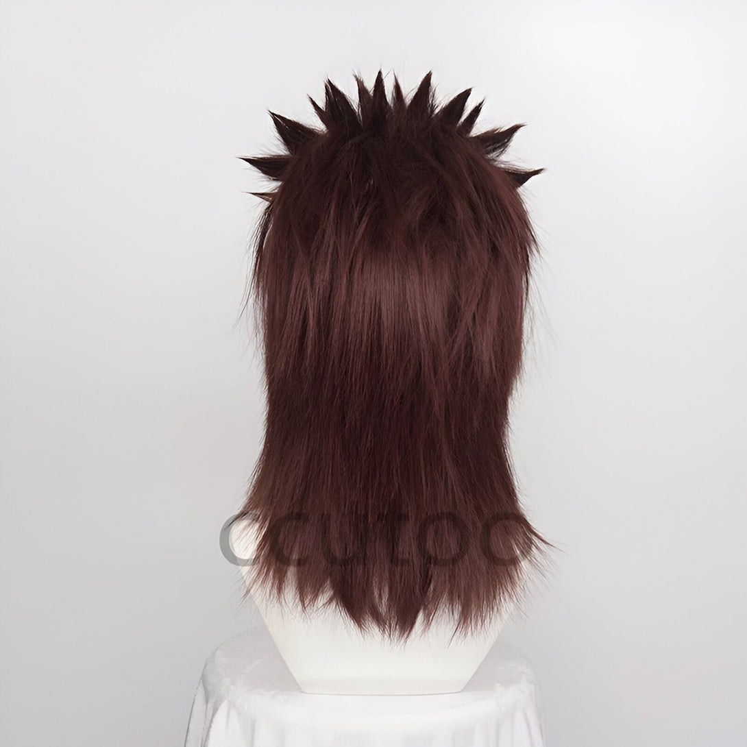 Perruque brune avec une frange pointue à l'arrière, idéale pour les cosplay de Naruto.