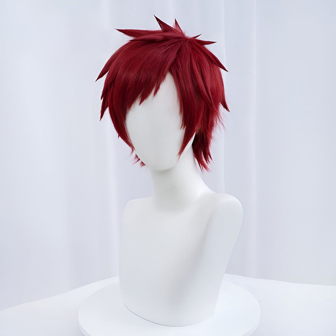 Perruque rouge pour cosplay de Naruto, parfaite pour les fans de l'anime.
