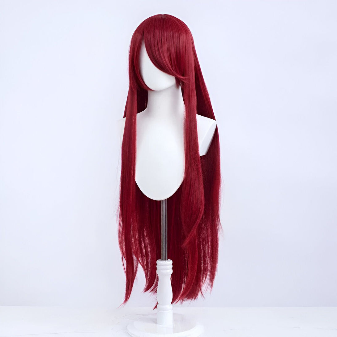 Perruque rouge longue et droite pour cosplay Naruto, idéale pour les fans de l'anime.